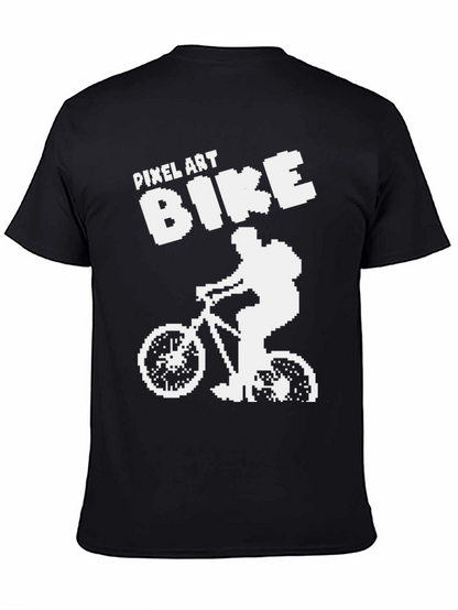 Camiseta Negra Ciclismo Pixel Art para Hombre