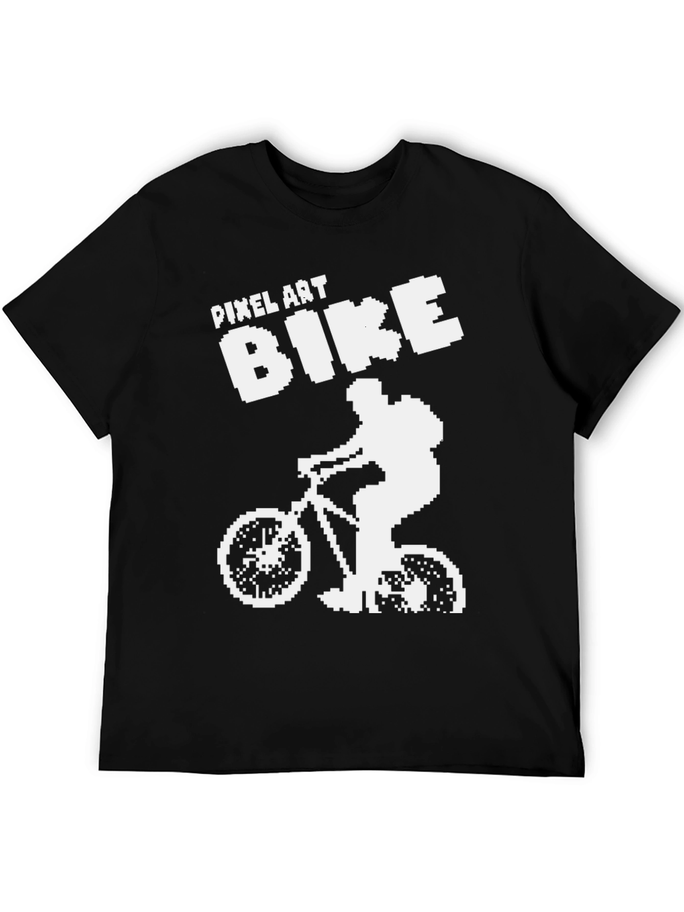 Camiseta Negra Ciclismo Pixel Art para Hombre