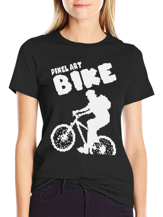 Camiseta Negra Ciclismo Pixel Art para Hombre