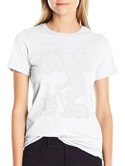 Camiseta Negra Ciclismo Pixel Art para Hombre