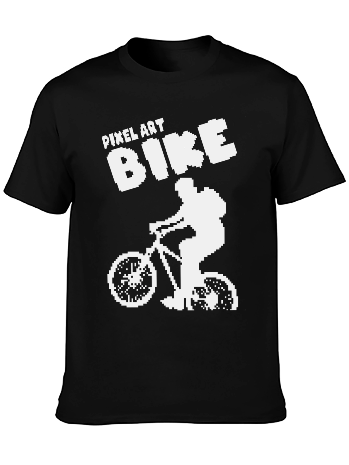 Camiseta Negra Ciclismo Pixel Art para Hombre