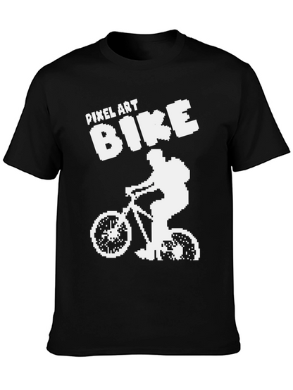 Camiseta Negra Ciclismo Pixel Art para Hombre