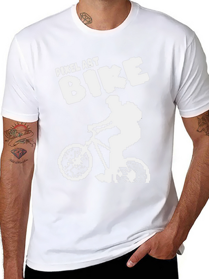 Camiseta Negra Ciclismo Pixel Art para Hombre