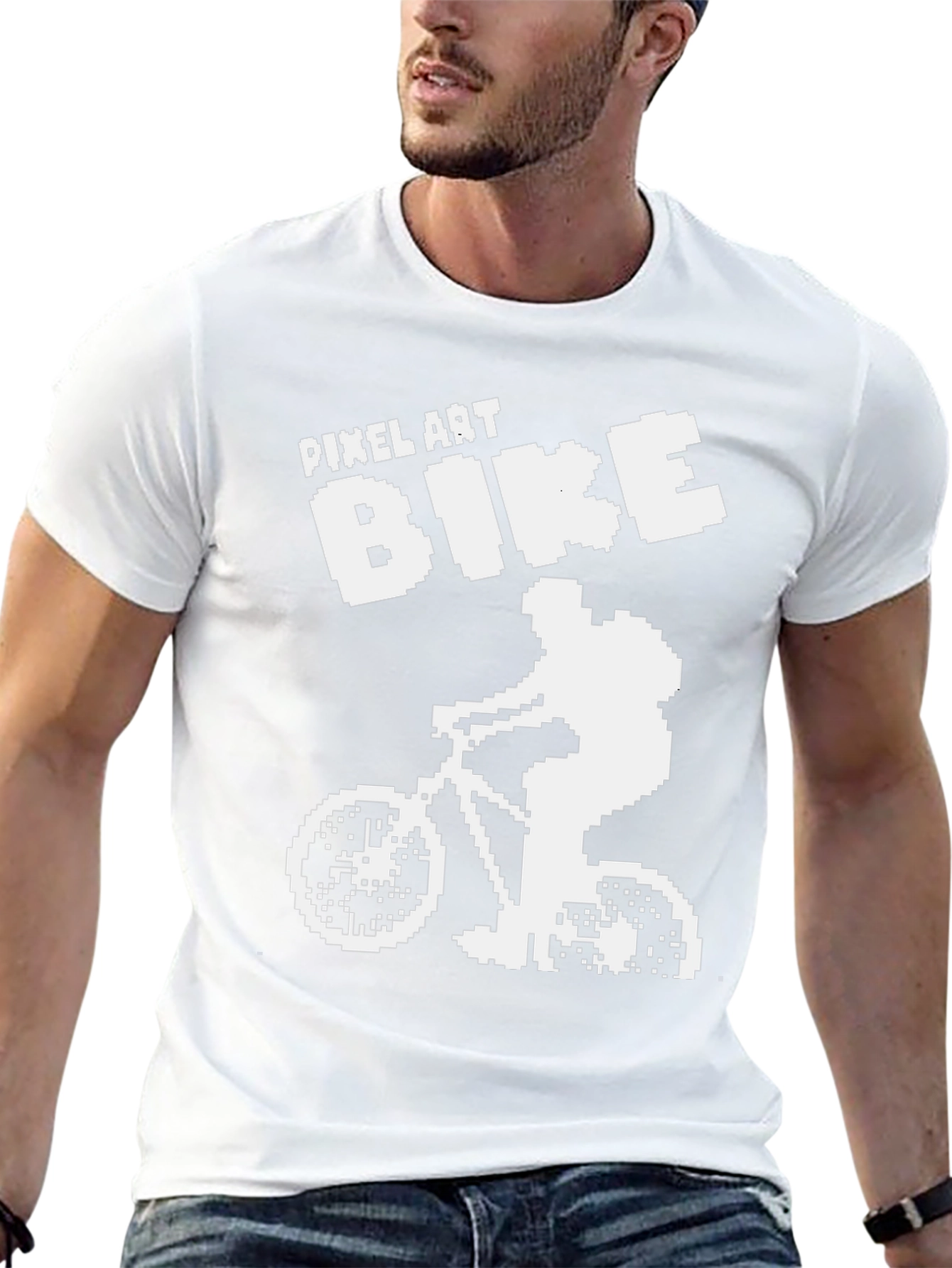 Camiseta Negra Ciclismo Pixel Art para Hombre