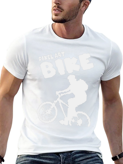 Camiseta Negra Ciclismo Pixel Art para Hombre