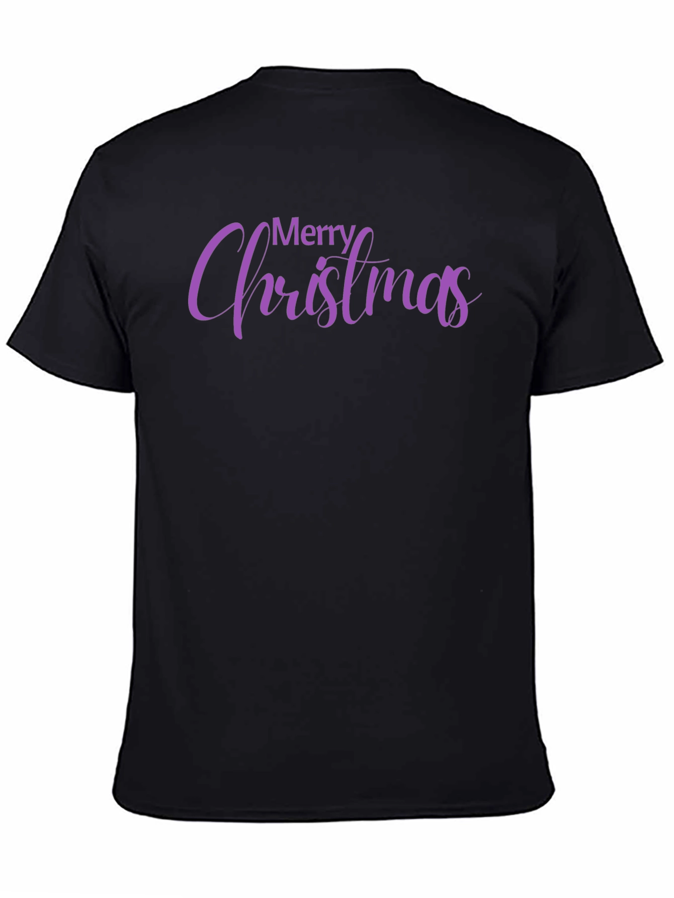Camiseta Negra con Diseño Navideño Morado