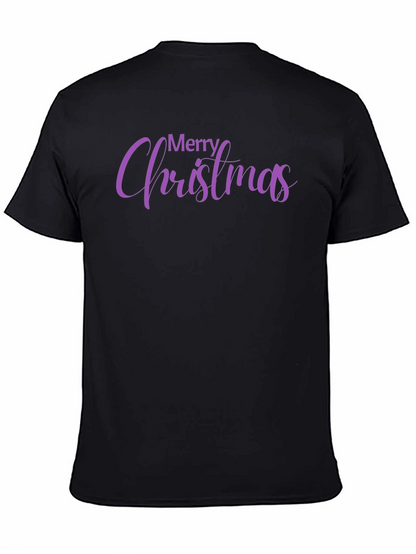 Camiseta Negra con Diseño Navideño Morado