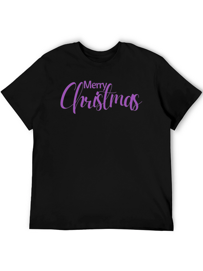 Camiseta Negra con Diseño Navideño Morado
