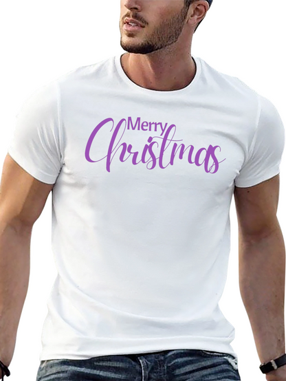 Camiseta Negra con Diseño Navideño Morado