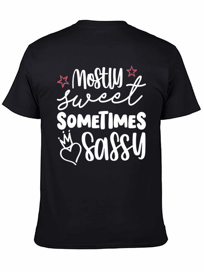 Camiseta Negra Mostly Sweet Sometimes Sassy