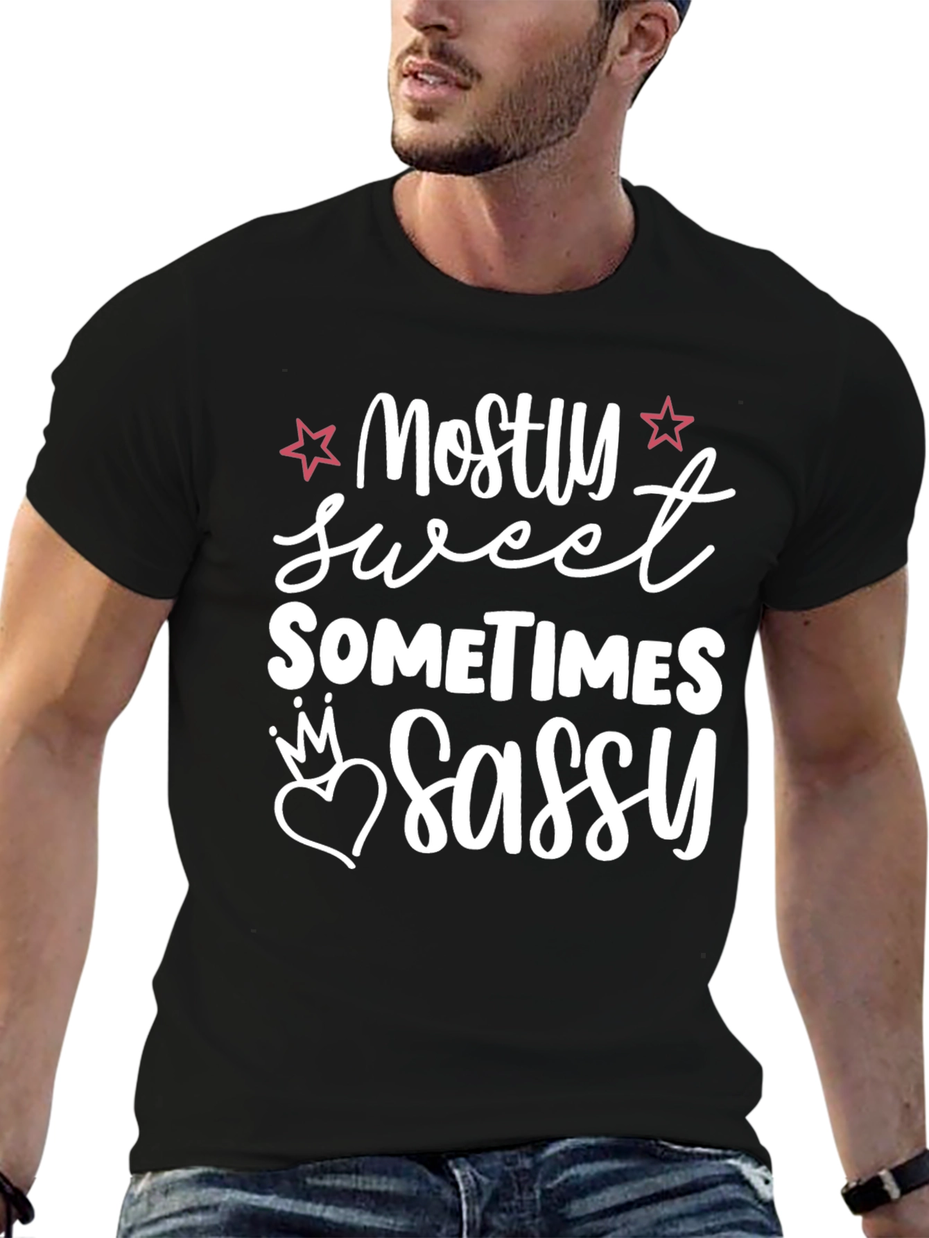 Camiseta Negra Mostly Sweet Sometimes Sassy