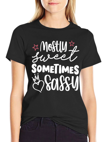 Camiseta Negra Mostly Sweet Sometimes Sassy