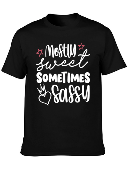 Camiseta Negra Mostly Sweet Sometimes Sassy