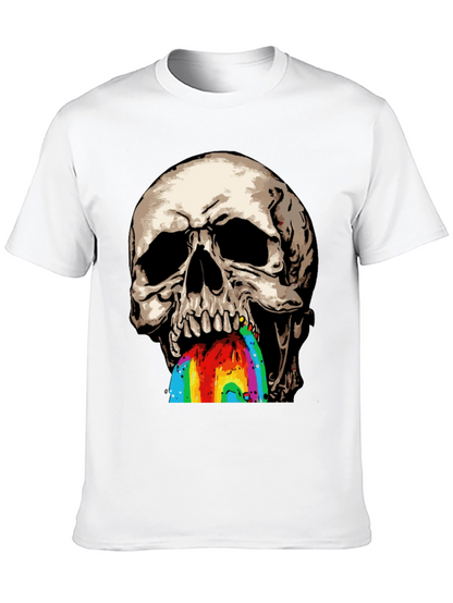 Camiseta Negra con Calavera Vomitando Arcoíris