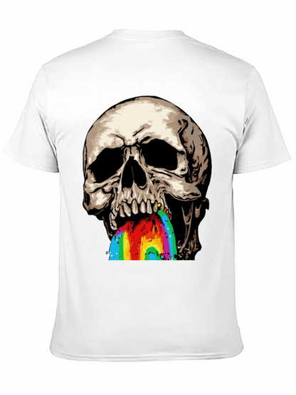 Camiseta Negra con Calavera Vomitando Arcoíris