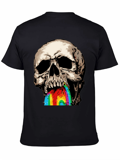 Camiseta Negra con Calavera Vomitando Arcoíris