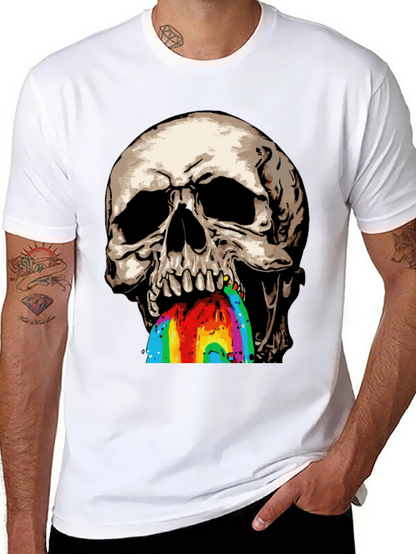 Camiseta Negra con Calavera Vomitando Arcoíris