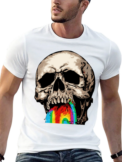 Camiseta Negra con Calavera Vomitando Arcoíris