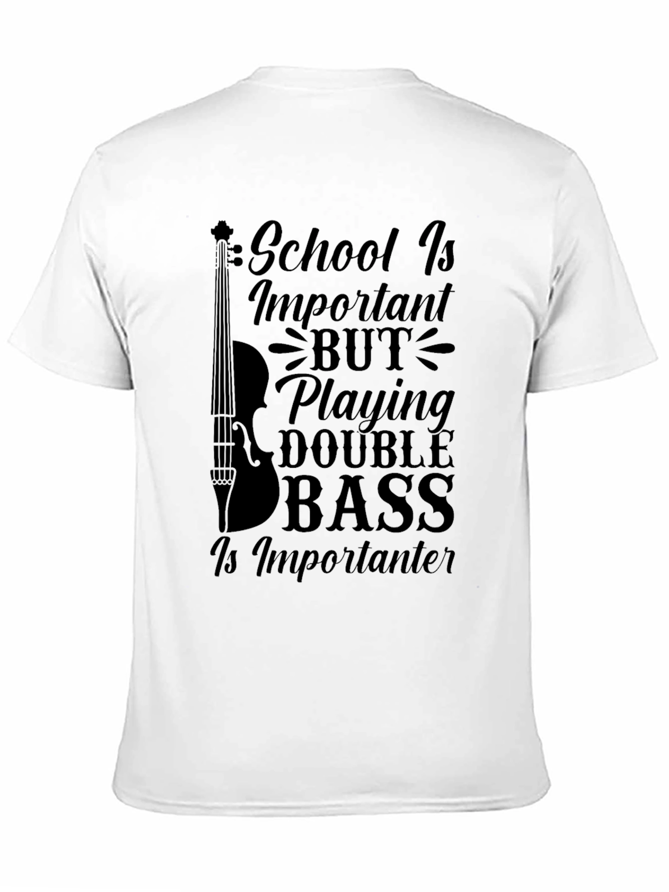 Camiseta Negra Humor Musical Doble Bajo