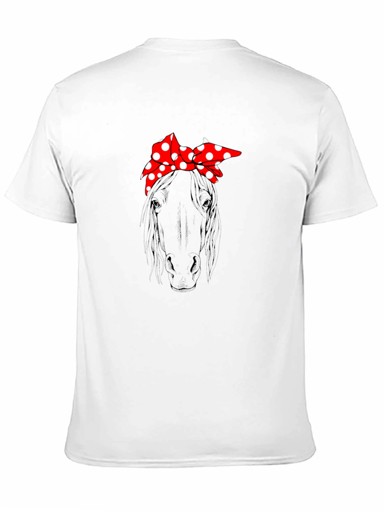 Camiseta Negra con Diseño de Caballo y Pañuelo Rojo