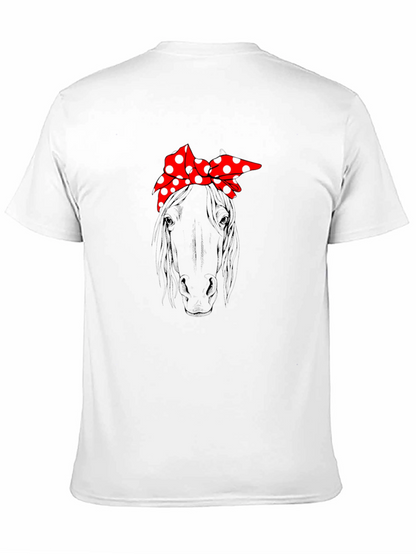 Camiseta Negra con Diseño de Caballo y Pañuelo Rojo