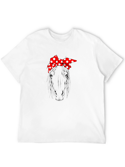 Camiseta Negra con Diseño de Caballo y Pañuelo Rojo