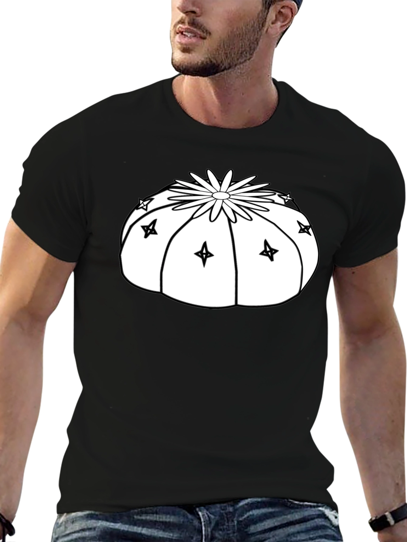 Camiseta Negra con Diseño de Cactus Estrella