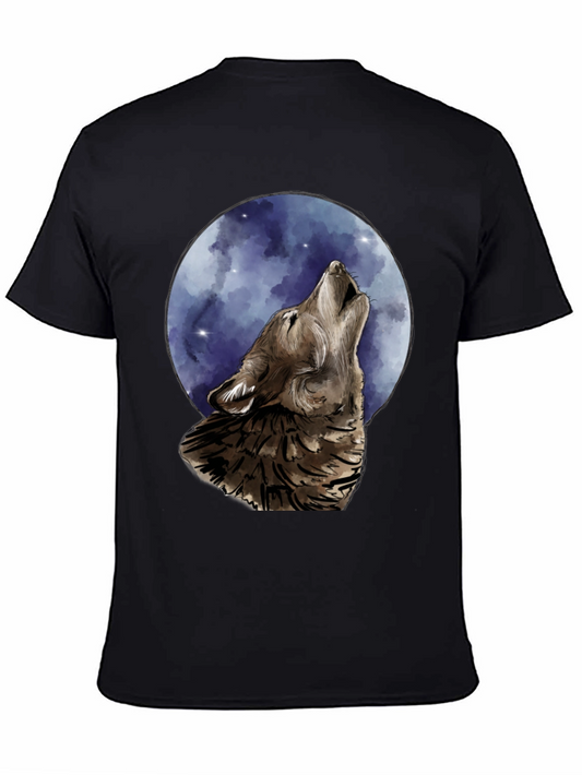 Camiseta Negra Lobo Aullando a la Luna