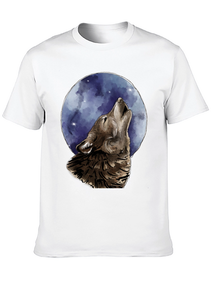 Camiseta Negra Lobo Aullando a la Luna