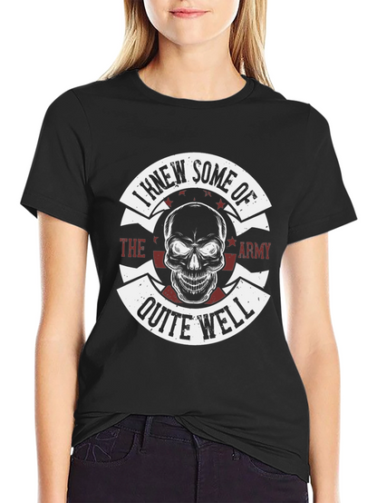 Camiseta Negra Estampada Cráneo Militar