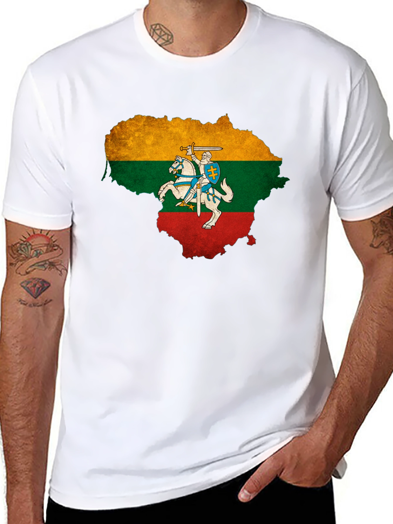 Camiseta Negra Diseño Lituania con Jinete