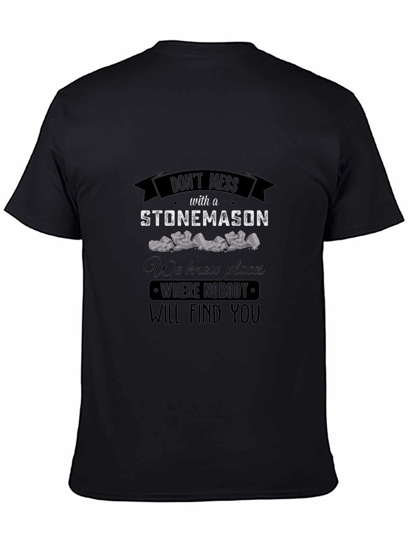 Camiseta Negra Stonemason Diseño Gráfico