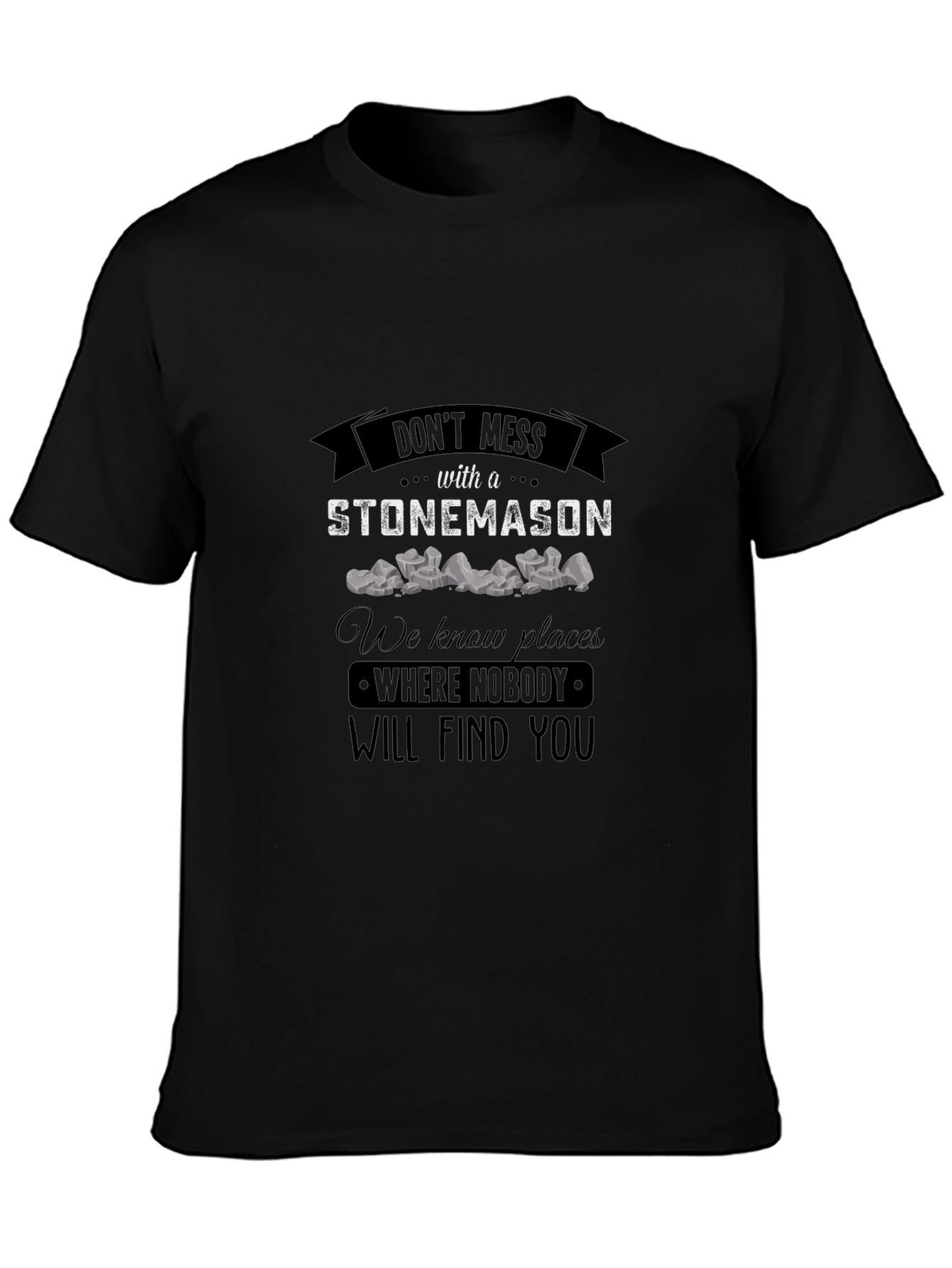 Camiseta Negra Stonemason Diseño Gráfico