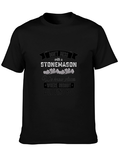 Camiseta Negra Stonemason Diseño Gráfico