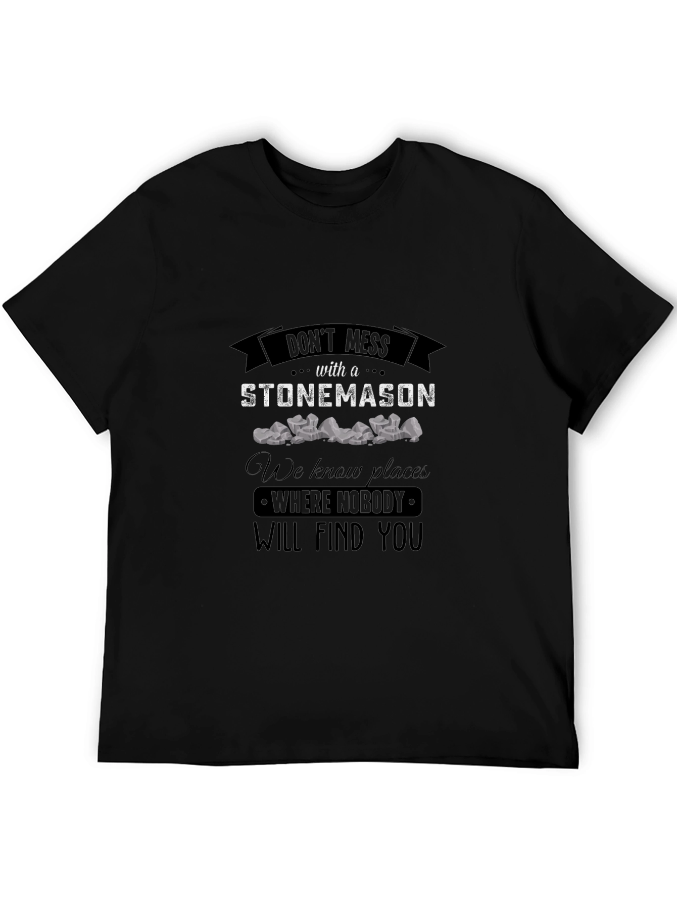 Camiseta Negra Stonemason Diseño Gráfico