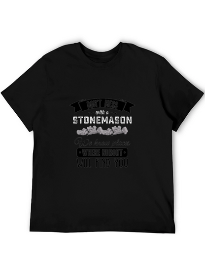 Camiseta Negra Stonemason Diseño Gráfico