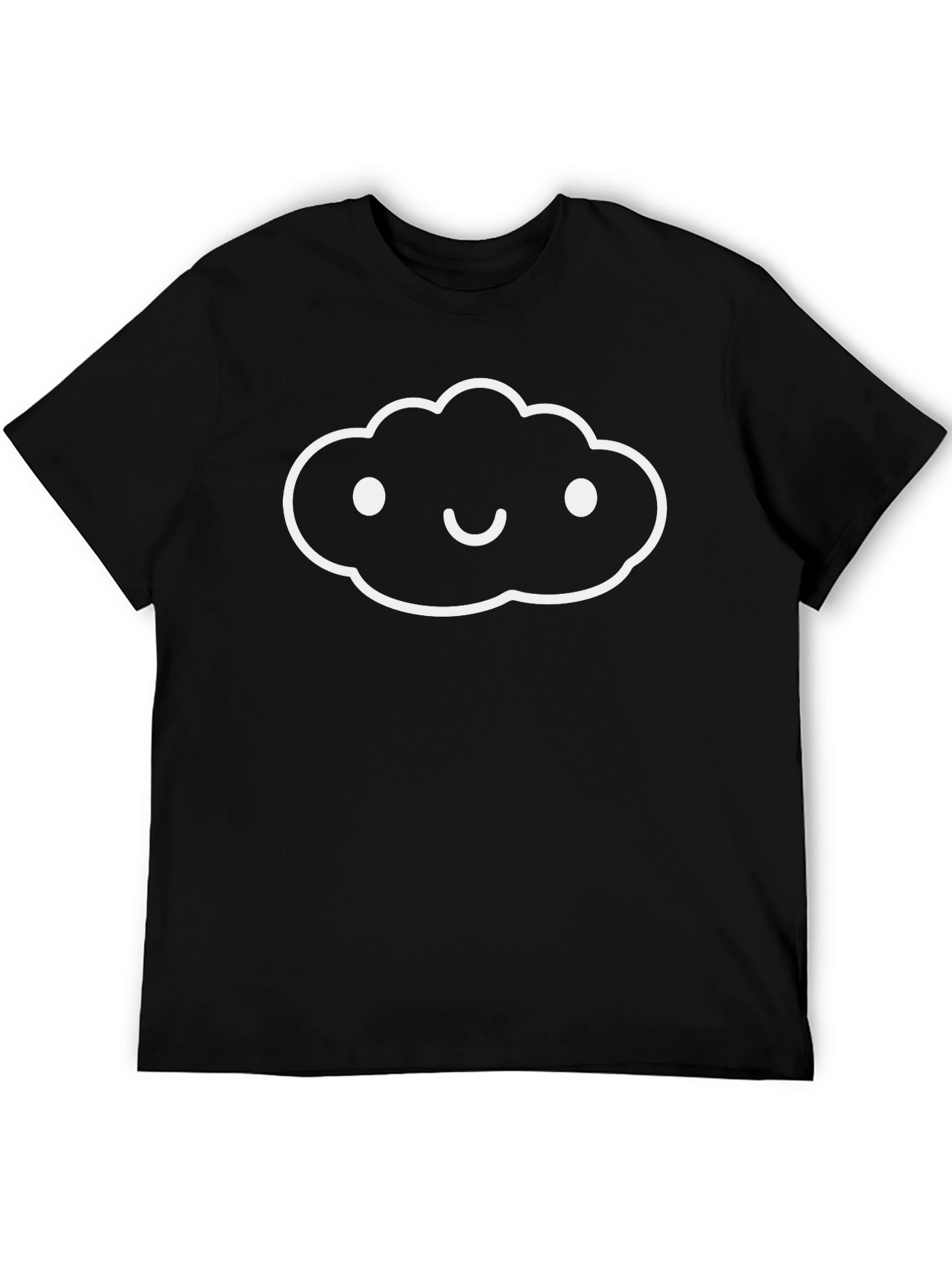 Camiseta Negra Hombre - Diseño Nube Sonriente