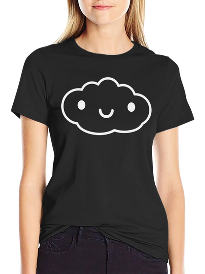 Camiseta Negra Hombre - Diseño Nube Sonriente