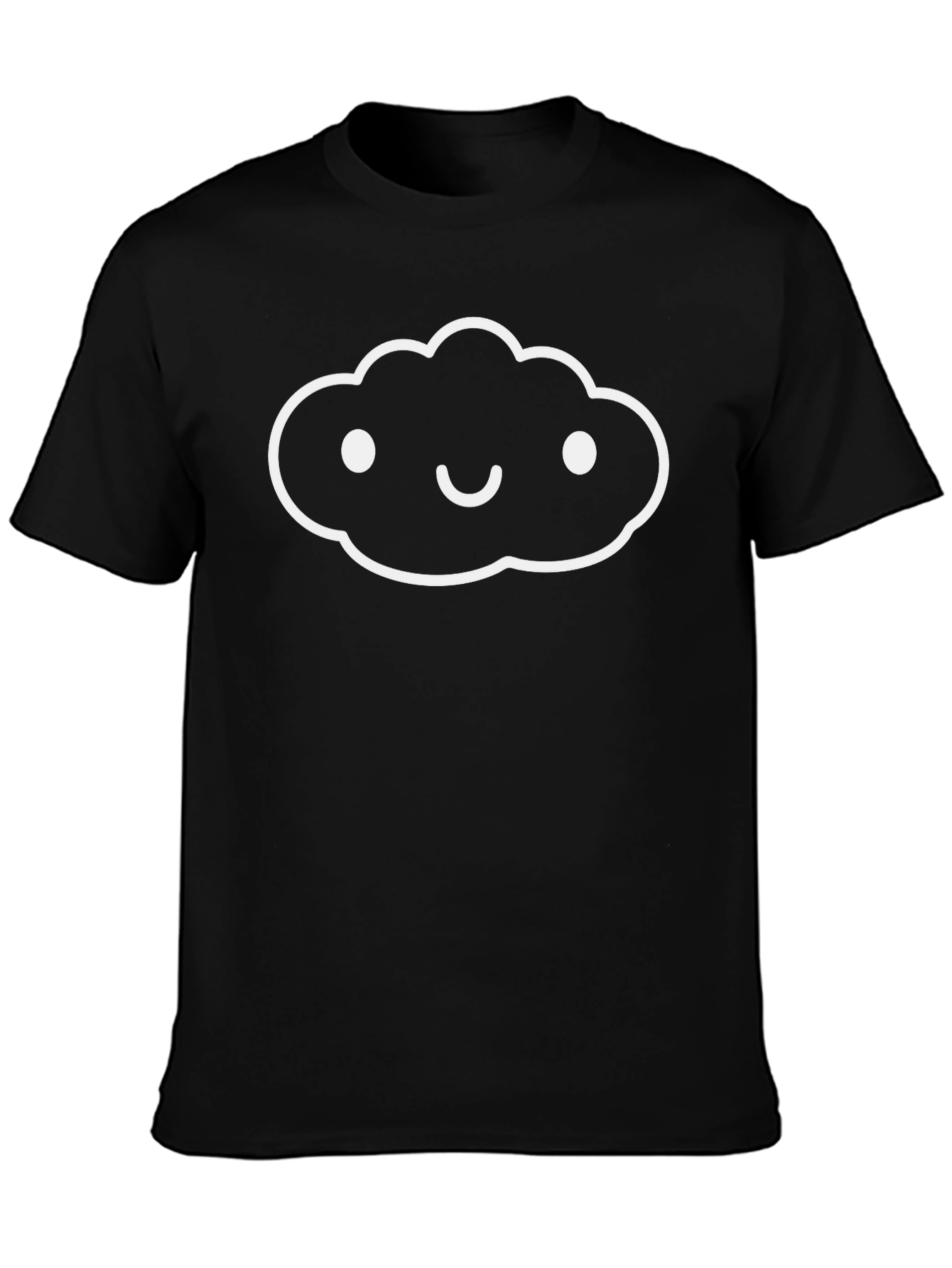 Camiseta Negra Hombre - Diseño Nube Sonriente