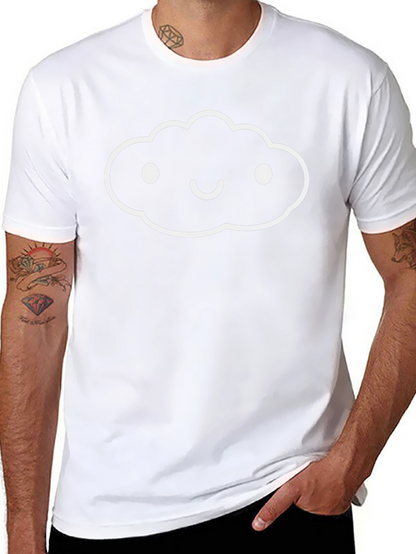 Camiseta Negra Hombre - Diseño Nube Sonriente