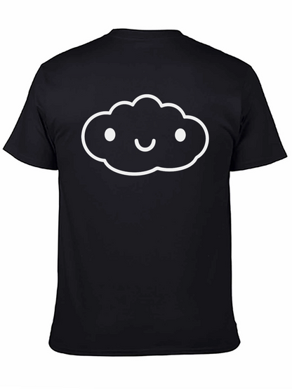 Camiseta Negra Hombre - Diseño Nube Sonriente