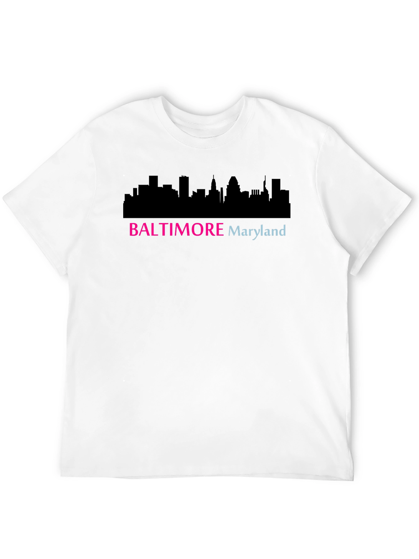 Camiseta Negra Baltimore Maryland Skyline Diseño Moderno