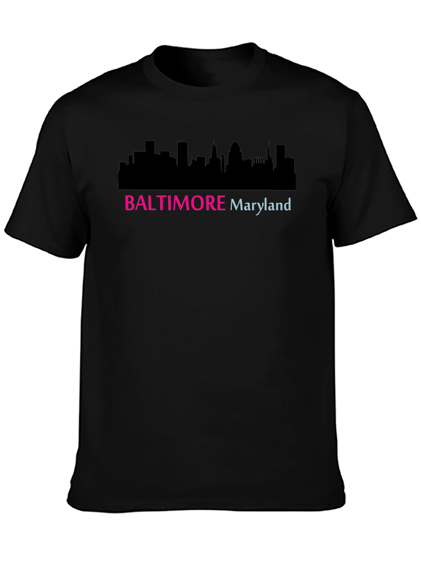 Camiseta Negra Baltimore Maryland Skyline Diseño Moderno