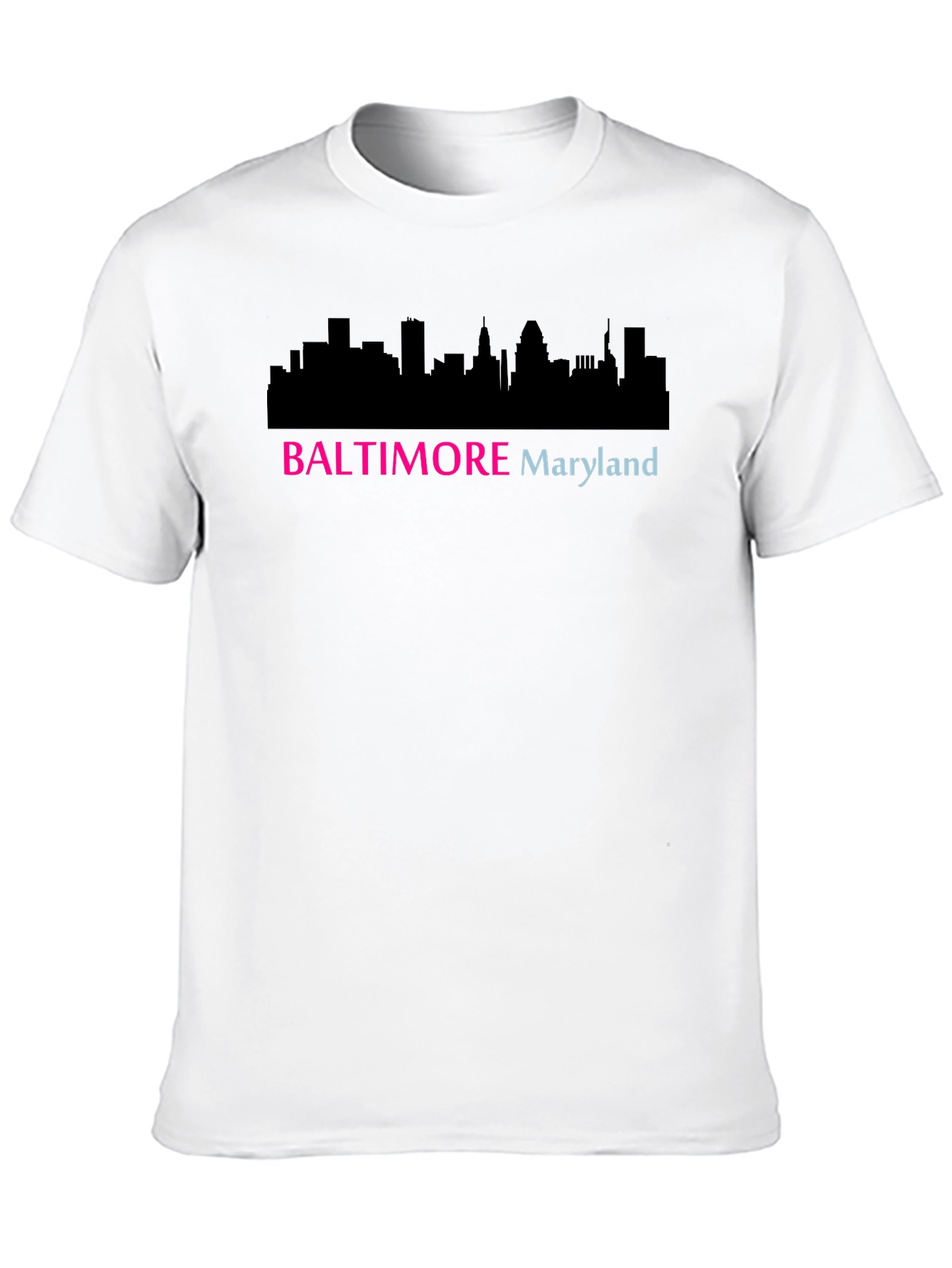 Camiseta Negra Baltimore Maryland Skyline Diseño Moderno
