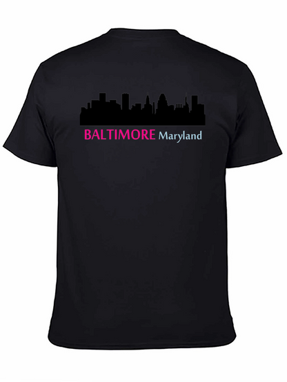 Camiseta Negra Baltimore Maryland Skyline Diseño Moderno