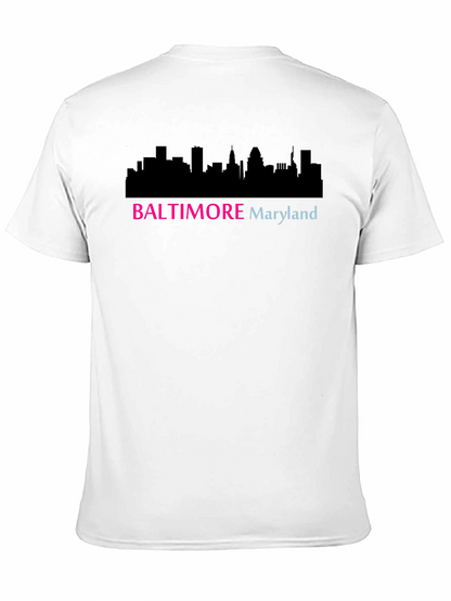 Camiseta Negra Baltimore Maryland Skyline Diseño Moderno