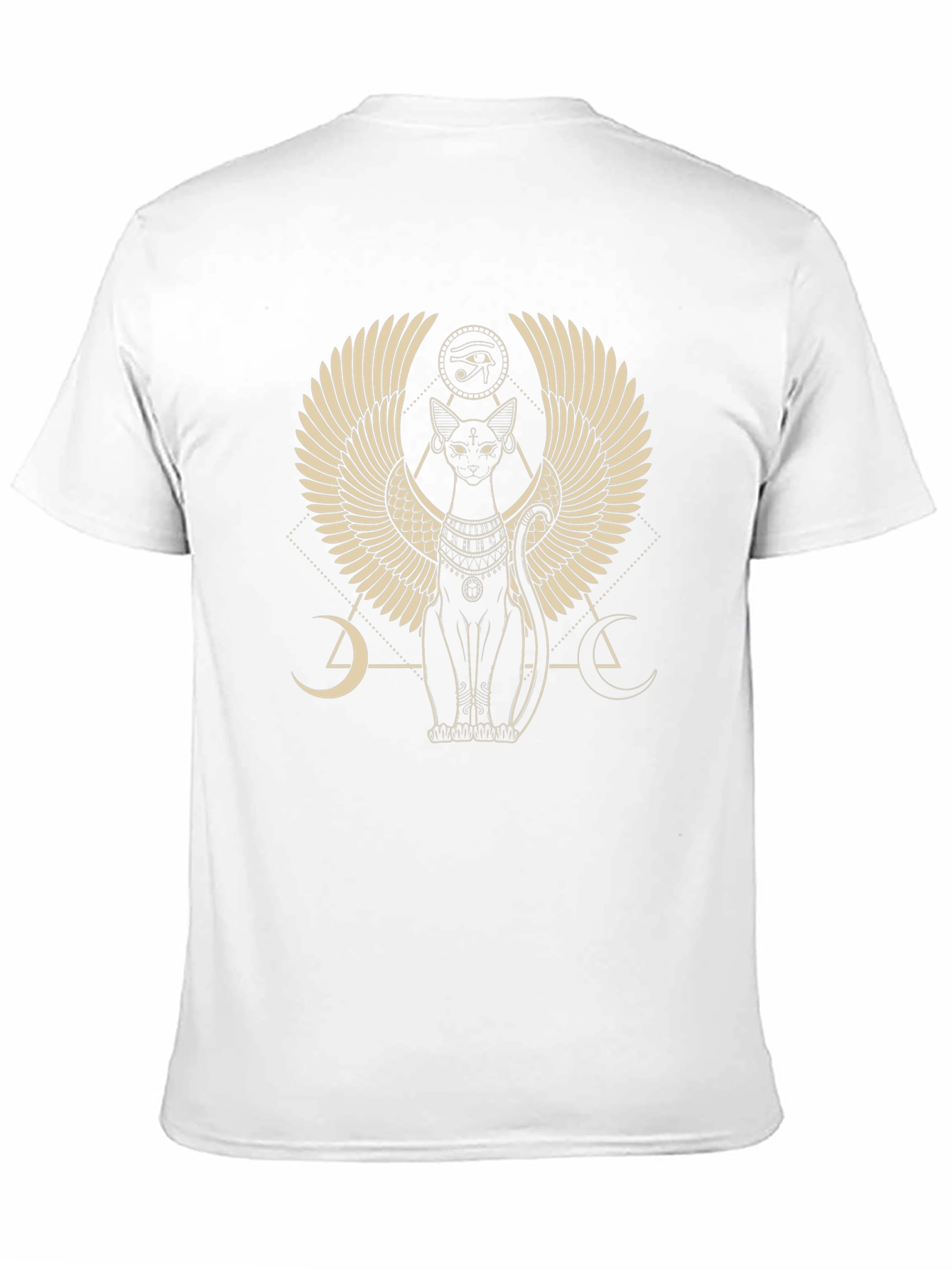 Camiseta Negra con Diseño Egipcio de Gato Alado