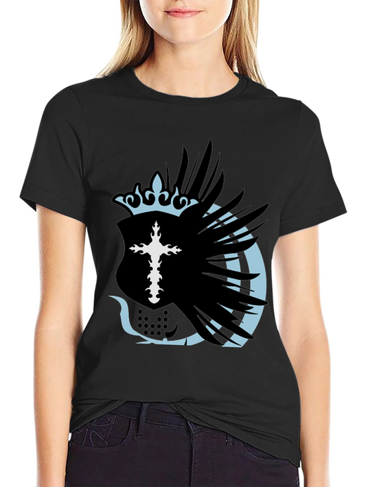 Camiseta Negra con Diseño de Cruz y Corona