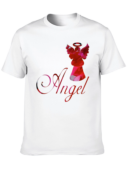 Camiseta Negra con Diseño de Ángel Floral