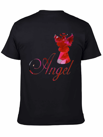 Camiseta Negra con Diseño de Ángel Floral